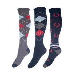 HKM Cardiff lovaglózokni 3 pár - sötétkék-piros, 39-42