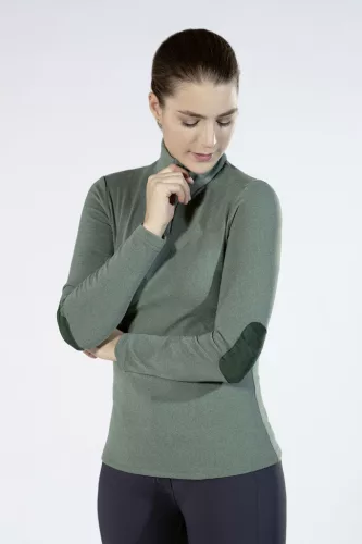 HKM Supersoft funkciós hosszú ujjú lovaglófelső - sötétzöld, XL