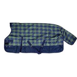   HKM Cleveland Karo magasított nyakú karámtakaró polár béléssel - zöld-tengerészkék, 155 cm