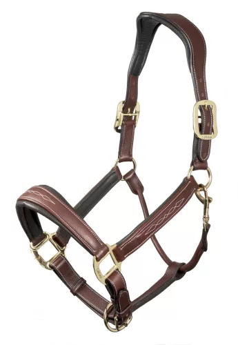 Stitched Leather Headcollar Brown