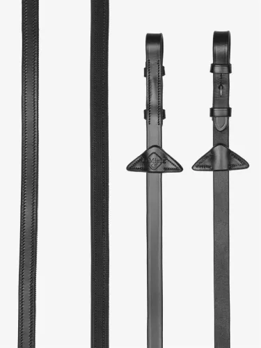 Rubber Half lined Reins Black/Silver