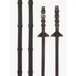 Soft Rubber Reins with Stoppers Havana/Brass