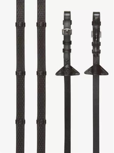 Soft Rubber Reins with Stoppers Brown/Silver