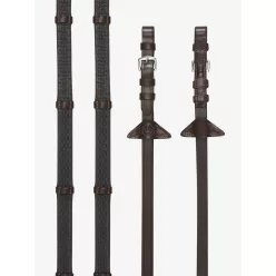 Soft Rubber Reins with Stoppers Havana/Silver