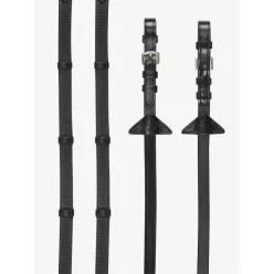 Soft Rubber Reins with Stoppers Black/Silver