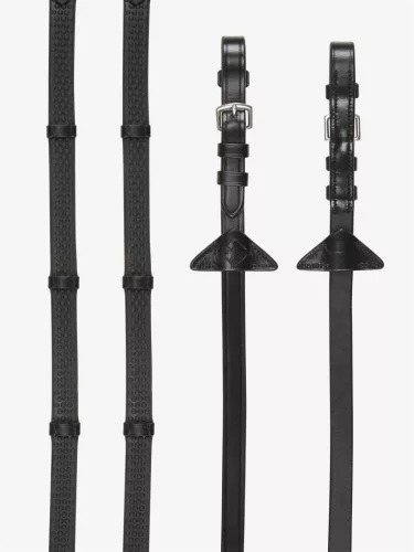 Soft Rubber Reins with Stoppers Black/Silver