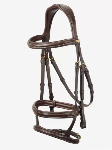 Kudos Double Noseband Bridle Havana/Brass