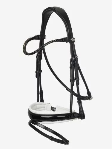 Kudos Patent Rolled Dressage Bridle Black/White