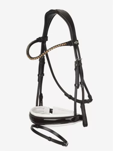 Kudos Patent Rolled Dressage Bridle Brown/White