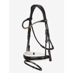 Kudos Patent Rolled Dressage Bridle Brown/White