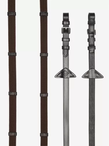 Webbed Continental Reins Brown/Silver