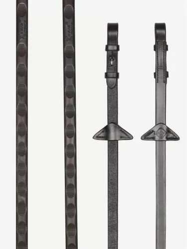 Magna Grip Rubber Reins Brown/Silver