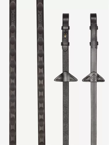 Magna Grip Rubber Reins Brown/Brass