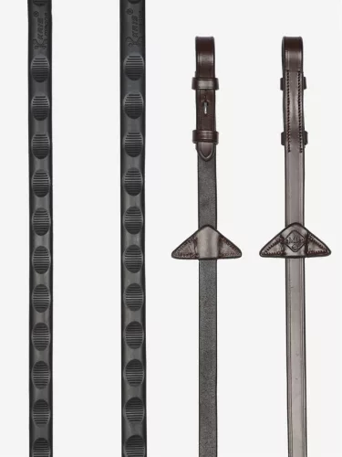 Magna Grip Rubber Reins Havana/Silver