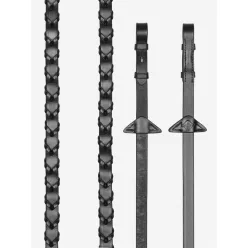 Leather Laced Reins Black/Silver