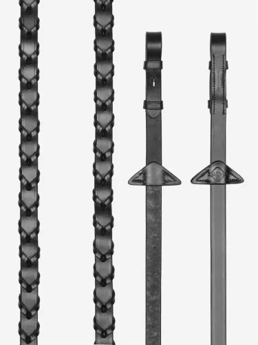 Leather Laced Reins Black/Silver