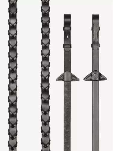 Leather Laced Reins Brown/Silver