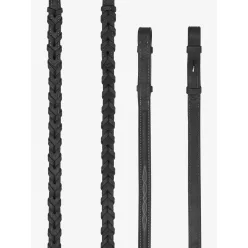 Hunter Laced Reins with Stitching Black/Silver