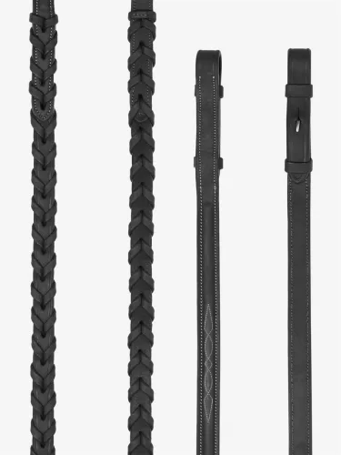 Hunter Laced Reins with Stitching Black/Silver