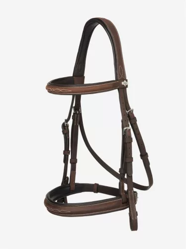 Stitched Hunter Bridle with Laced Reins Havana/Silver