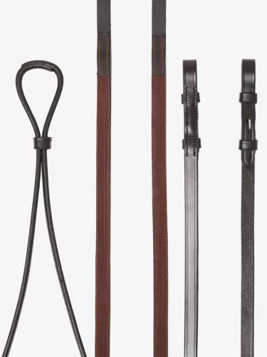 Hunter Half Lined Curb Rein Havana/Silver