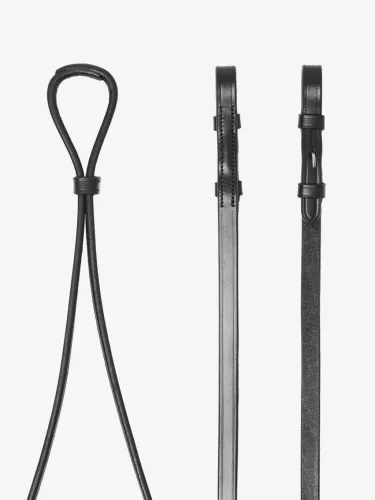 Hunter Half Lined Curb Rein Black/Silver