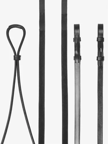 Hunter Half Lined Curb Rein Black/Silver