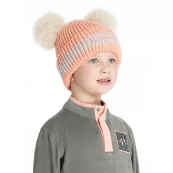 Mini Double Pom Beanie Peach Punch