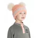 Mini Double Pom Beanie Peach Punch