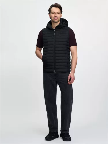 Mens Hooded Puffer Gilet Black