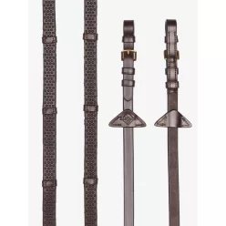 Soft Rubber Reins with Stoppers Havana/Brass