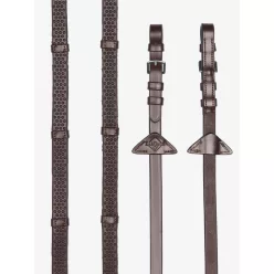 Soft Rubber Reins with Stoppers Havana/Silver