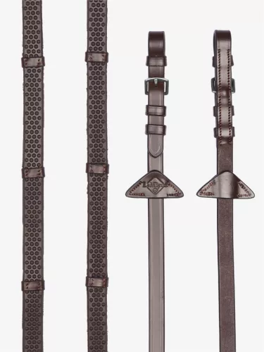 Soft Rubber Reins with Stoppers Havana/Silver