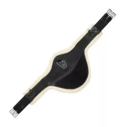   Acavallo Leather bárányszőrös hasvédős heveder, 135 cm, fekete