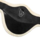 Acavallo Leather bárányszőrös hasvédős heveder - fekete, 115 cm