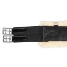 Acavallo Leather bárányszőrös hasvédős heveder - fekete, 125 cm