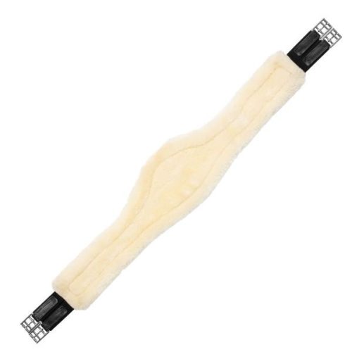 Acavallo Leather bárányszőrös kishasvédős heveder - fekete, 135 cm