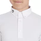 Fiú slim fit versenypóló három gombbal