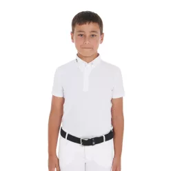 Fiú slim fit versenypóló négy gombbal