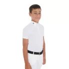 Fiú slim fit versenypóló négy gombbal