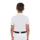 Fiú slim fit versenypóló négy gombbal