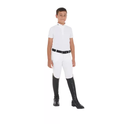 Fiú slim fit versenypóló négy gombbal