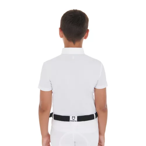Fiú slim fit versenypóló négy gombbal