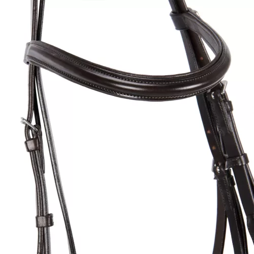 Angol bőr kantár gumis gyeplővel, pony, sötétbarna