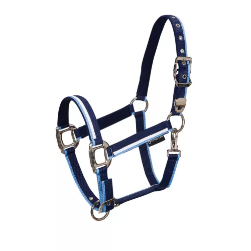 Bélelt kötőfék csattal, pony, navy/világoskék