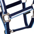 Bélelt kötőfék csattal, pony, navy/világoskék