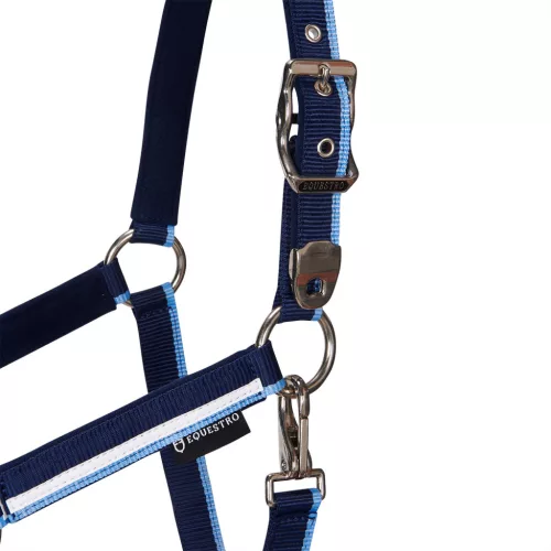Bélelt kötőfék csattal, pony, navy/világoskék