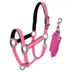 Equestro bélelt kötőfék vezetőszárral - pink, Cob