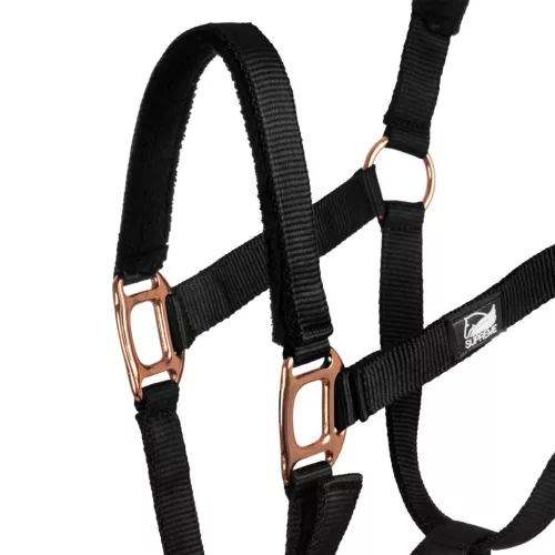 Rózsaarany Nylon Póni Kötőfék + Kötél