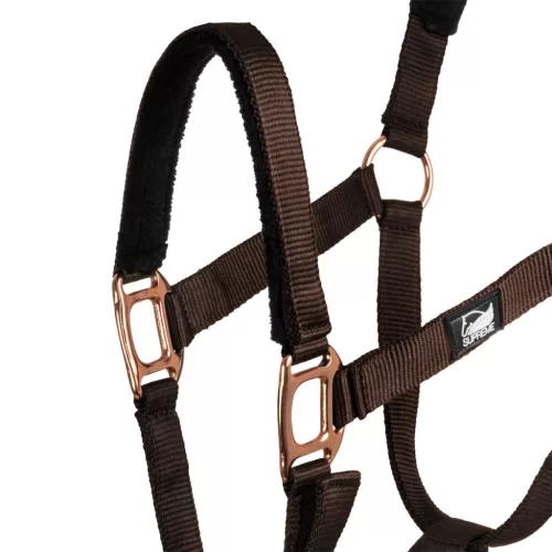 Rózsaarany Nylon Póni Kötőfék + Kötél